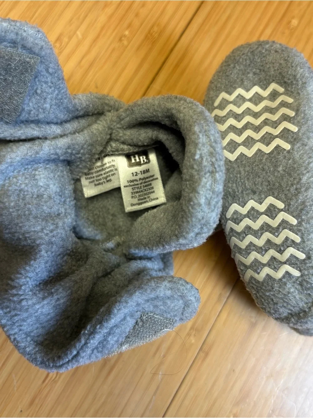 Grey Fleece Baby Booties - Soft Cozy Slippers